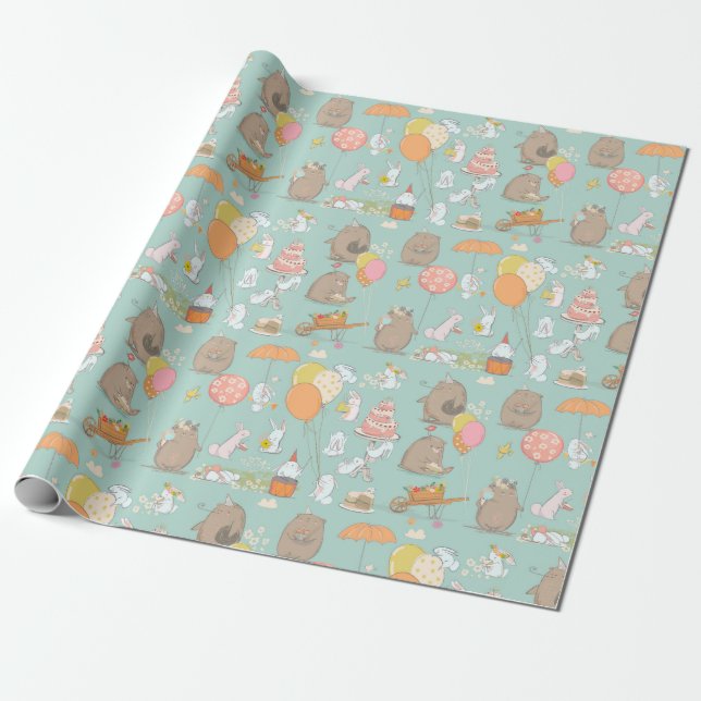 Presente Papel de enrolamento de padrão de nascimento/Pásco (Desenrolado)