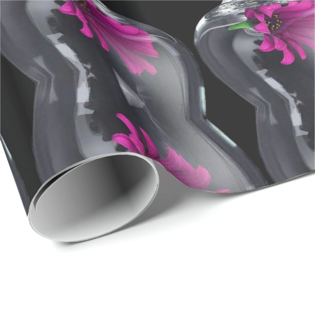 Presente Papel de enrolamento de padrão de vidro floral Fus (Ponta do rolo)