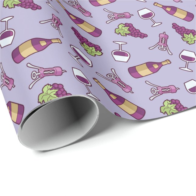 Presente Papel de enrolamento de padrão de vinho tinto (Ponta do rolo)