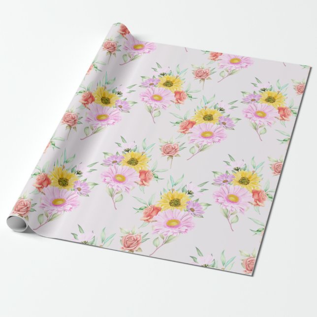 Presente Papel de enrolamento de padrão floral (Desenrolado)