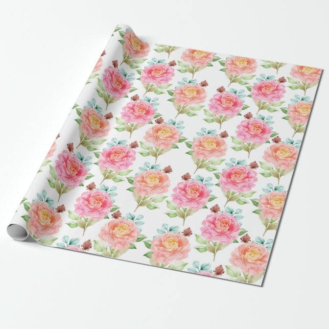 Presente Papel de enrolamento de padrão floral (Desenrolado)