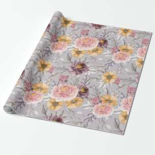 Presente Papel de enrolamento de padrão floral