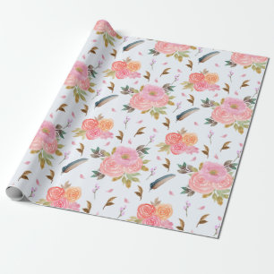 Presente Papel de enrolamento de padrão floral