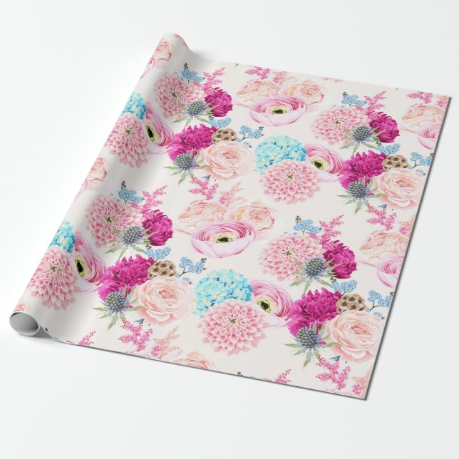 Presente Papel de enrolamento de padrão floral (Desenrolado)