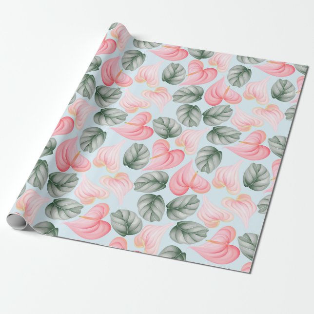 Presente Papel de enrolamento de padrão floral (Desenrolado)