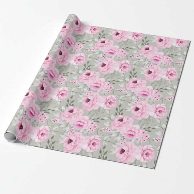 Presente Papel de enrolamento de padrão floral (Desenrolado)