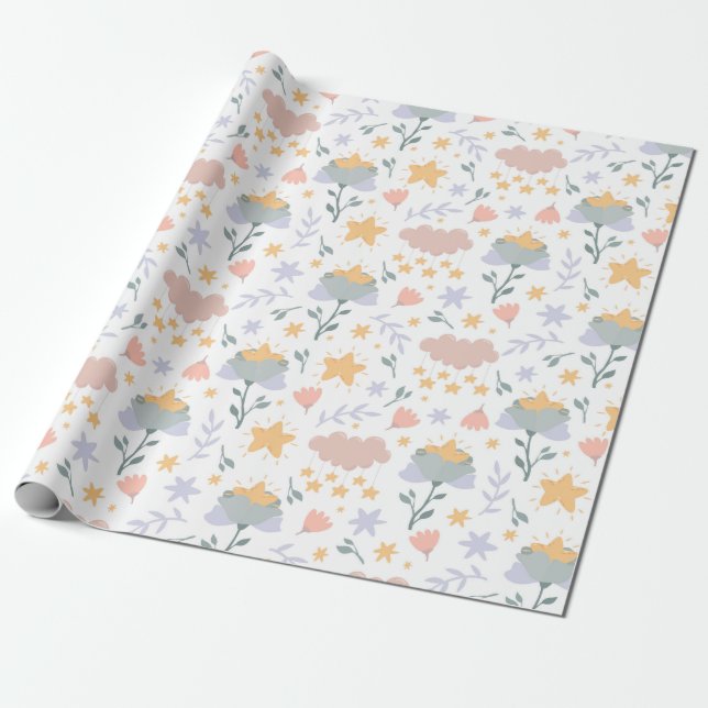 Presente Papel de enrolamento de padrão floral (Desenrolado)