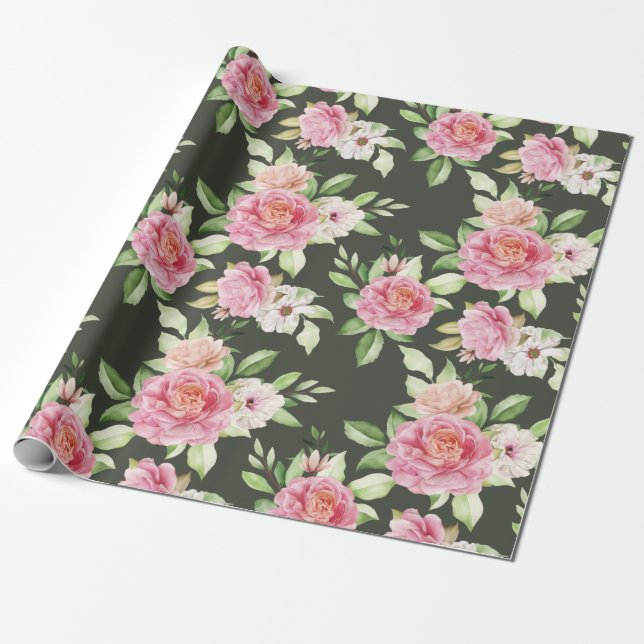 Presente Papel de enrolamento de padrão floral (Desenrolado)