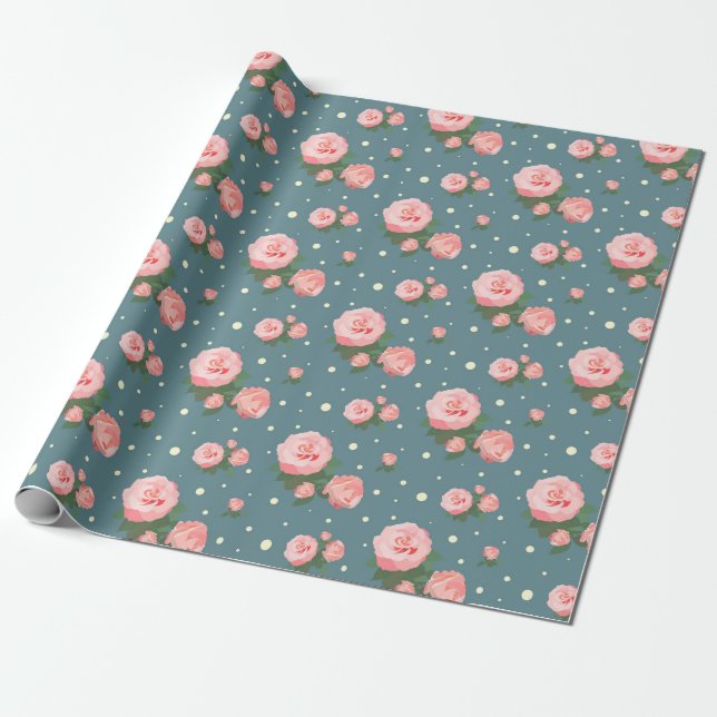 Presente Papel de enrolamento de padrão floral (Desenrolado)