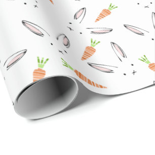Presente Papel de enrolamento de padrões Bunny Rabbit e Car
