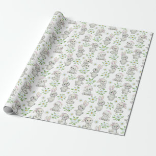 Presente Papel de enrolamento de padrões de coelhos bonitos