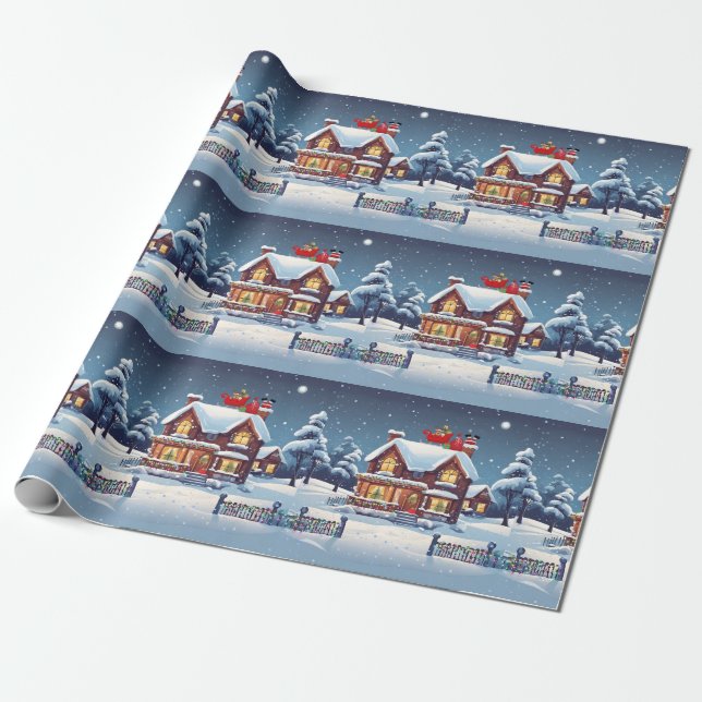 Presente Papel de enrolamento de Papais noeis de chaminés (Desenrolado)