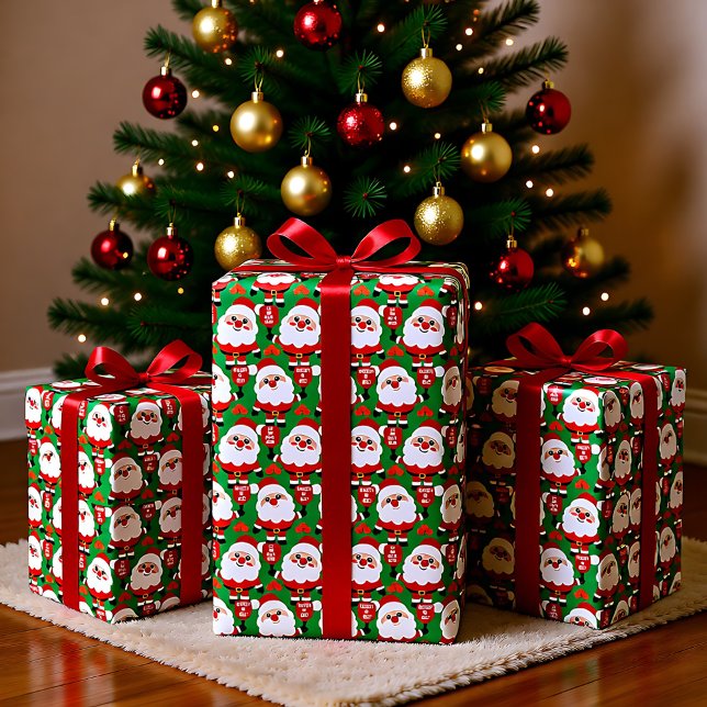 Presente Papel de enrolamento de Papais noeis de picleball (Pickleball Santa Wrapping Paper)