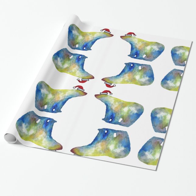 Presente Papel de enrolamento de Papais noeis de Urso Polar (Desenrolado)
