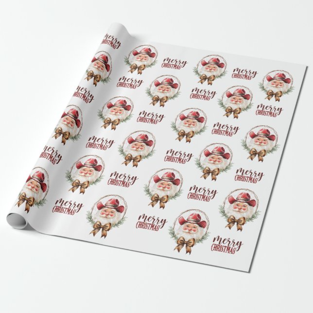 Presente Papel de enrolamento de Papais noeis de vaqueiro (Desenrolado)