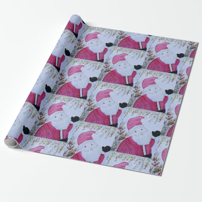 Presente Papel de enrolamento de Papais noeis Vintage (Desenrolado)