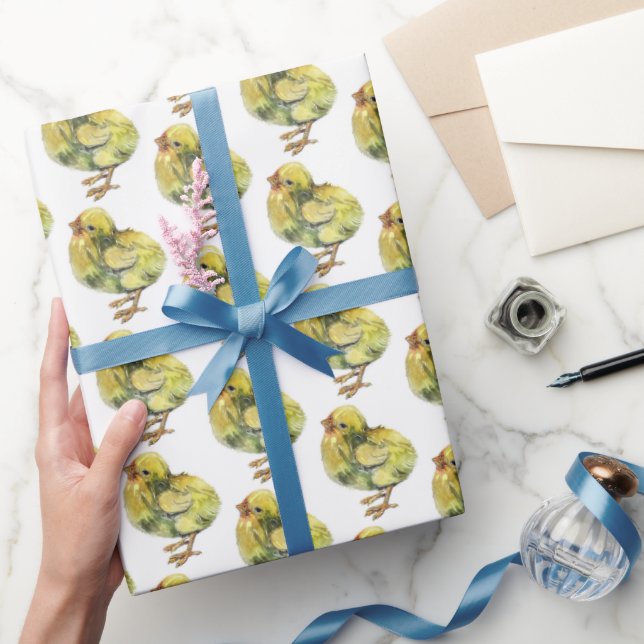 Presente Papel de enrolamento de páscoas - Frango Amarelo P (Presentear)