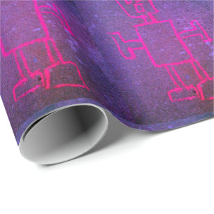 Presente Papel de enrolamento de robôs, rosa e roxo