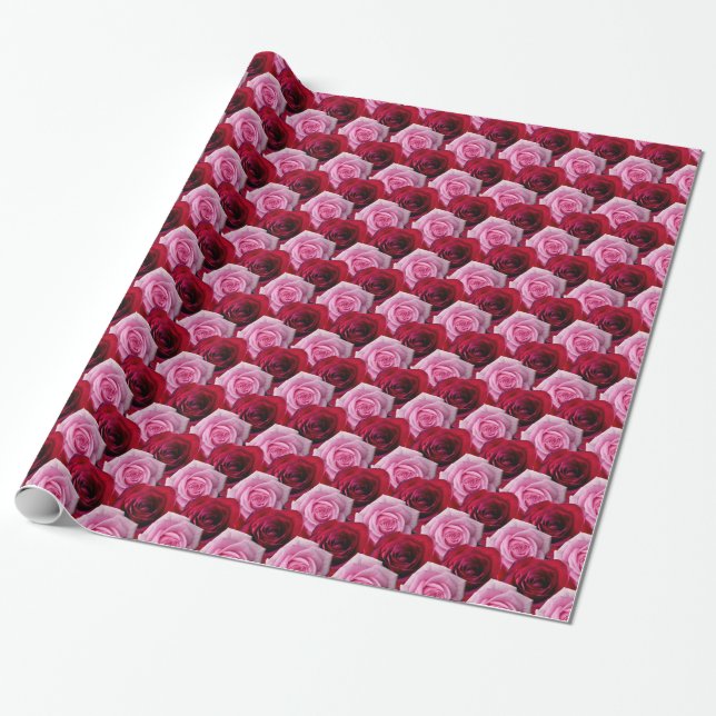 Presente Papel de enrolamento de rosa vermelha Romântico (Desenrolado)