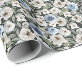 Presente Papel de enrolamento de Rosas azuis brancos
