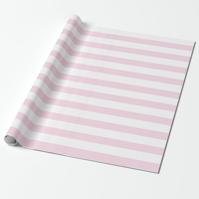 Presente Papel de enrolamento de rosas claro e tiras branca (Desenrolado)