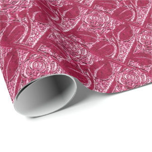 Presente Papel de enrolamento de Rosas de metal-13-magenta-