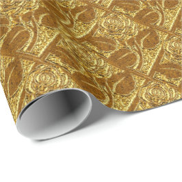 Presente Papel de enrolamento de Rosas de metal-17-Dourado-