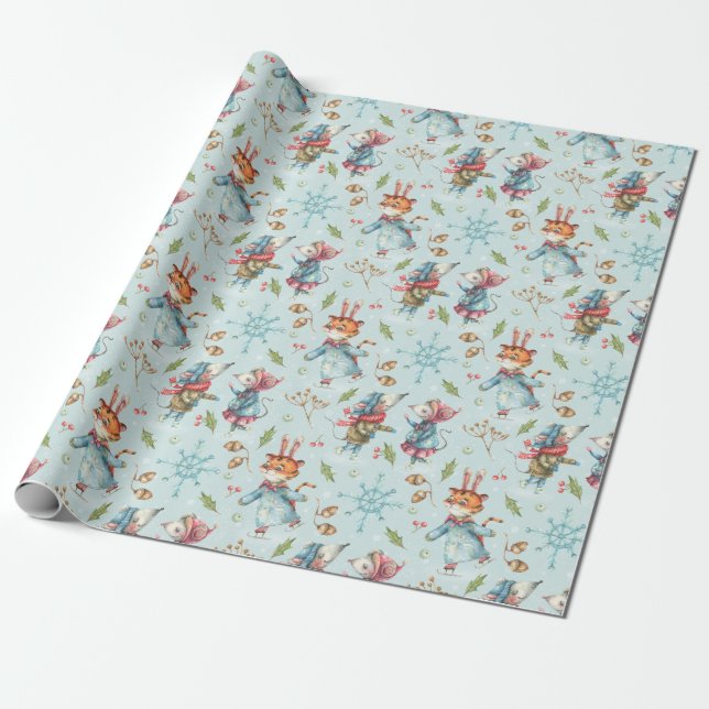 Presente Papel de enrolamento de tigres de Natal/Ano Novo (Desenrolado)