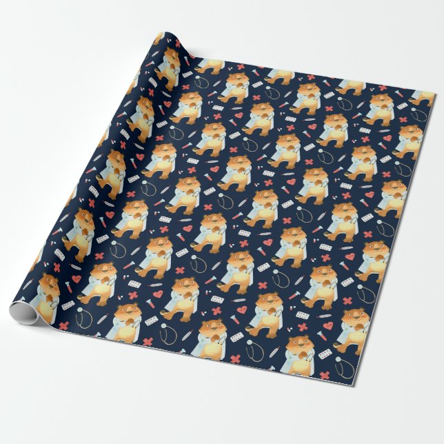 Presente Papel de enrolamento de tigres de Natal/Ano Novo (Desenrolado)