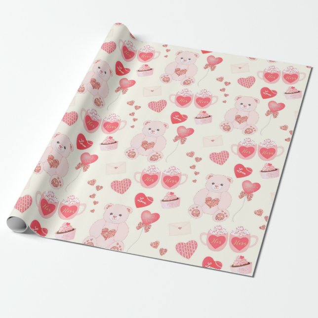 Presente Papel de enrolamento de ursos de pelúcia (Desenrolado)
