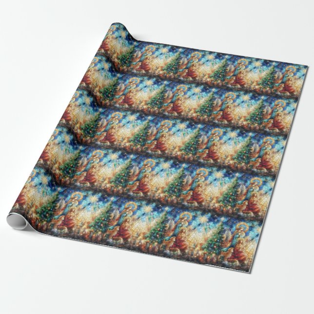 Presente Papel de enrolamento de vidro com aquarela de Nata (Desenrolado)