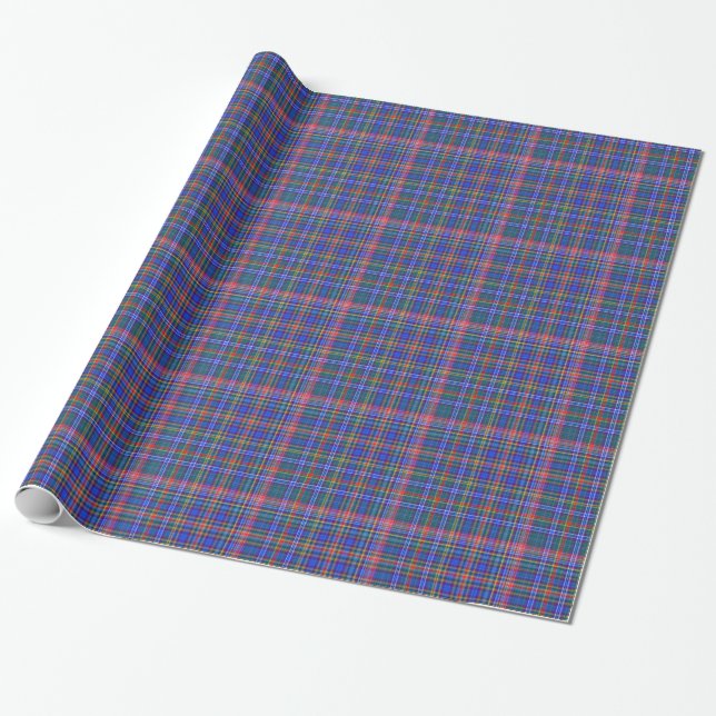 Presente Papel de enrolamento de Xadrez azul e vermelha (Desenrolado)