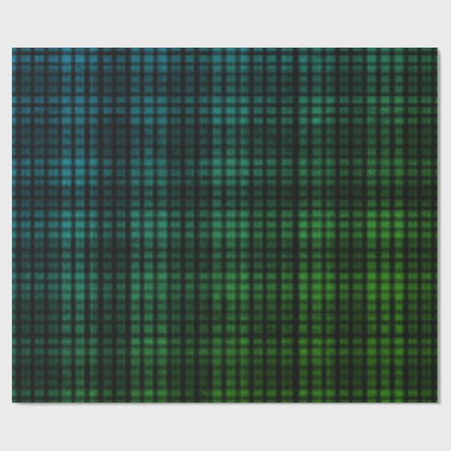 Presente Papel de enrolamento de Xadrez azul verde (Aberto)