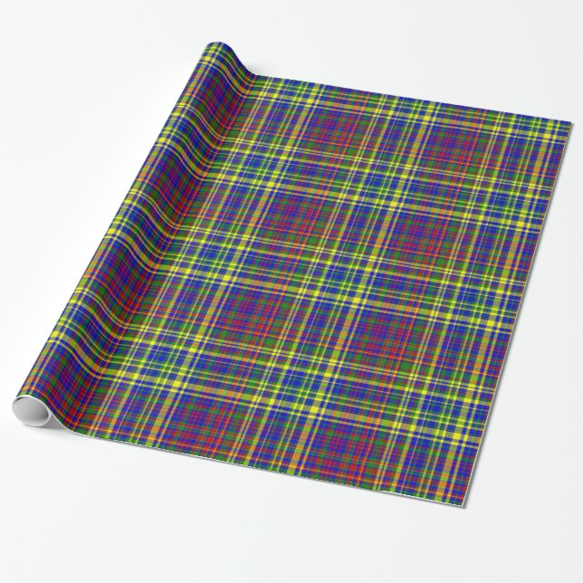 Presente Papel de enrolamento de XADREZ de cores primárias  (Desenrolado)