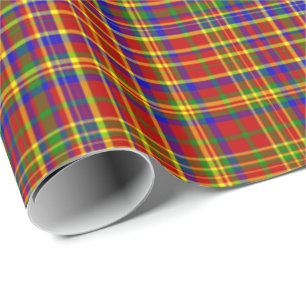 Presente Papel de enrolamento de XADREZ de cores primárias 