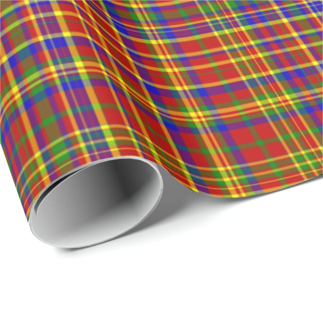 Presente Papel de enrolamento de XADREZ de cores primárias  (Ponta do rolo)