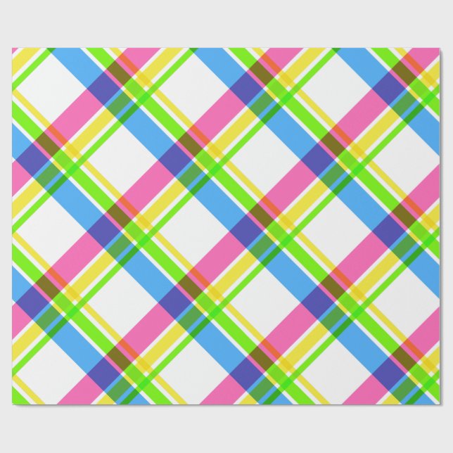 Presente Papel de enrolamento de Xadrez feliz e brilhante (Aberto)