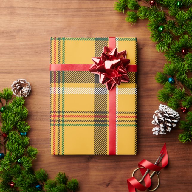 Presente Papel de enrolamento de Xadrezes de Buffalo Amarel (Presente de Natal)