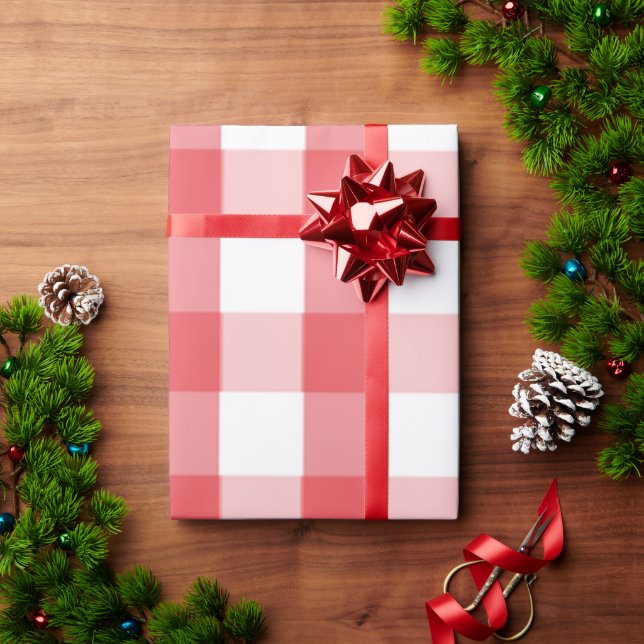 Presente Papel de enrolamento de Xadrezes de Buffalo Vermel (Presente de Natal)