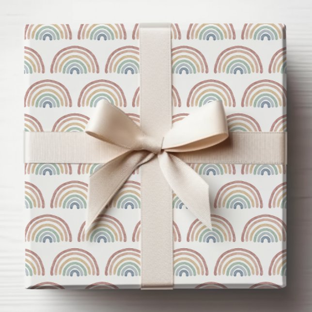 Presente Papel de enrolamento do arco-íris Boho (Colorful Boho Rainbow Wrapping Paper by Painted Paperie
)