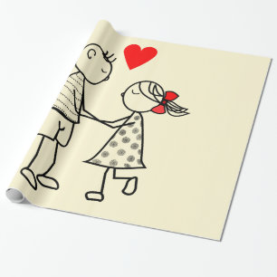 Presente Papel de enrolamento do Casal em Cute