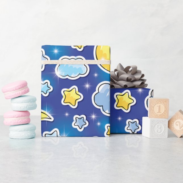 Presente Papel de enrolamento do céu azul intenso (Chá de bebê)