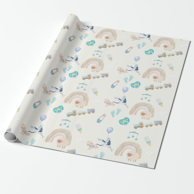 Presente Papel de enrolamento do chá de fraldas | Bebês (Desenrolado)