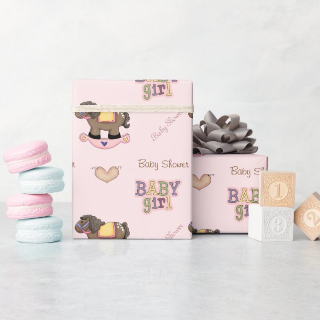 Presente Papel de enrolamento do Chá de fraldas rosa-claro (Chá de bebê)