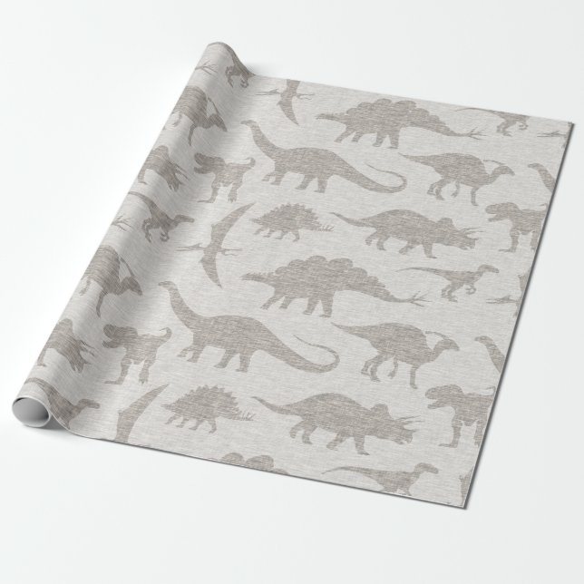 Presente Papel de enrolamento do dinossauro - bege (Desenrolado)