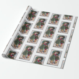 Presente Papel de enrolamento do kit de natais vintages