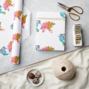 Presente Papel de enrolamento do mapa geométrico mundial co