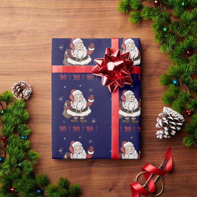 Presente Papel de enrolamento do Marinho Santa Claus (Presente de Natal)