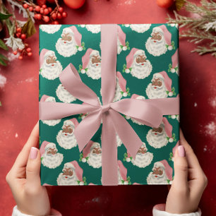 Presente Papel de enrolamento do Natal - Papais noeis preto