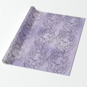 Presente Papel de enrolamento do padrão de aquarela púrpu